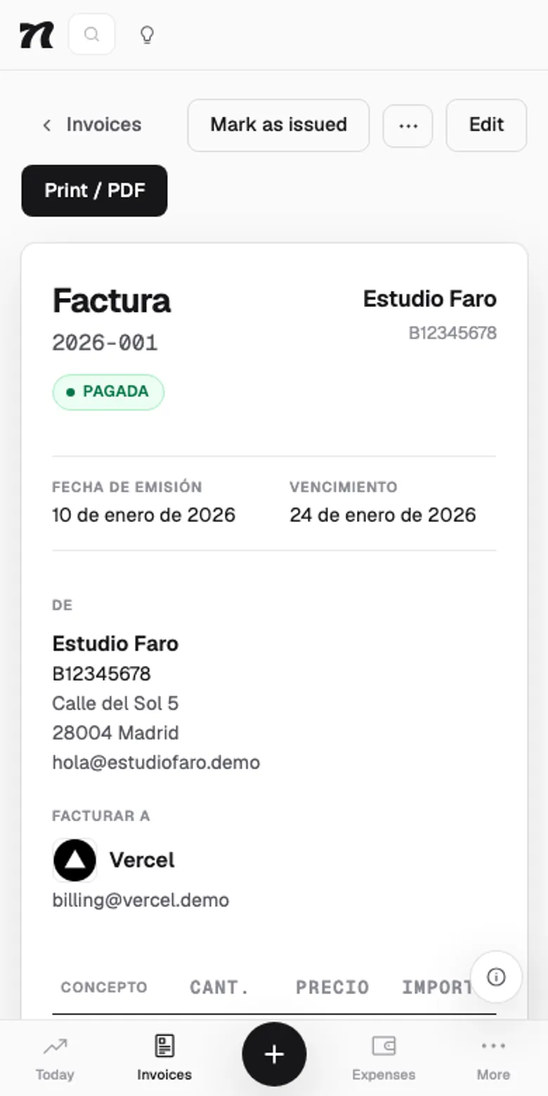 An invoice in Nyrut
